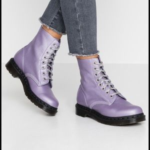 Metallic Lavender Dr. Martens lace up boots